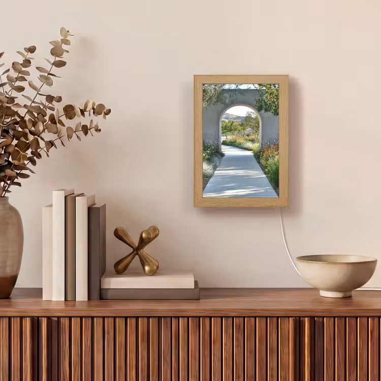 Doorkijk - Pad - Beton - Landschap Light Box met kabel (Tafellamp) klein -sfeer2