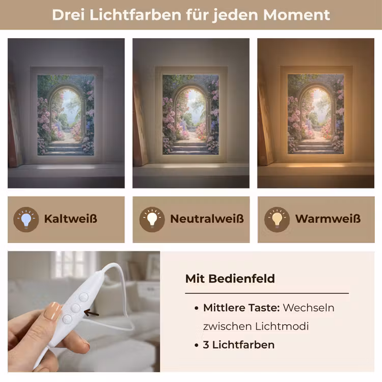 Doorkijk - Rozen - Vintage - Bloemen Light Box met kabel (Tafellamp) klein -USP_lichtkleurDE