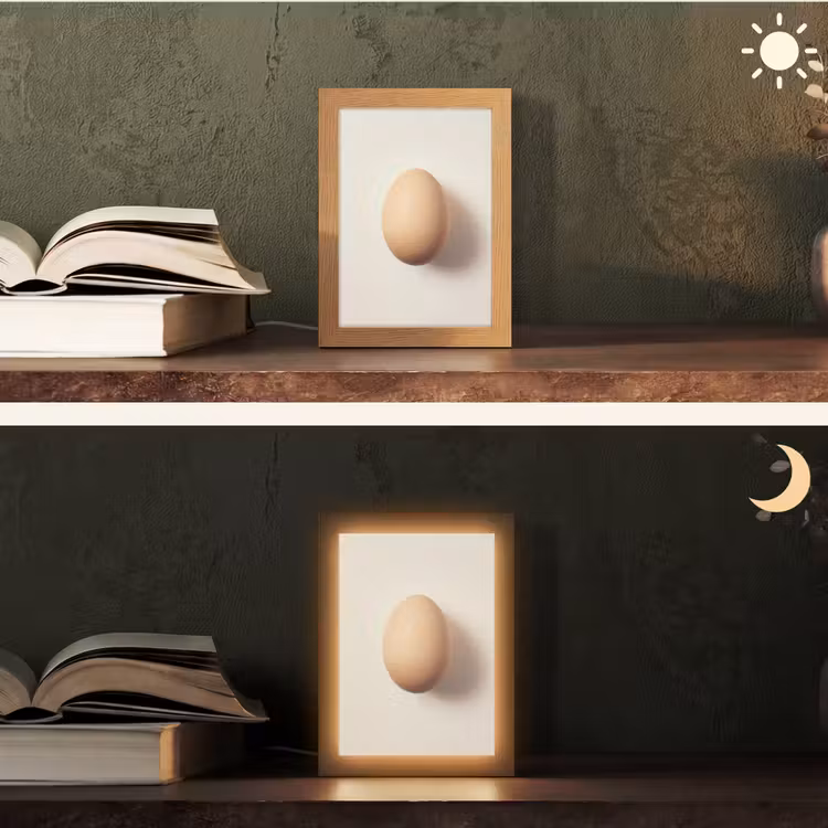 Ei - Beige - Ovaal - Egaal Light Box met kabel (Tafellamp) klein -sfeer3