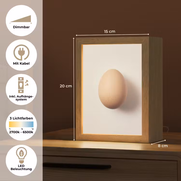 Ei - Beige - Ovaal - Egaal Light Box met kabel (Tafellamp) klein -USP_DE
