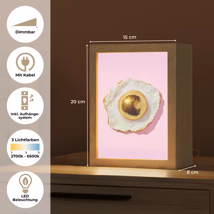 Ei - Disco - Ontbijt - Glitter Light Box met kabel (Tafellamp) klein -USP_DE