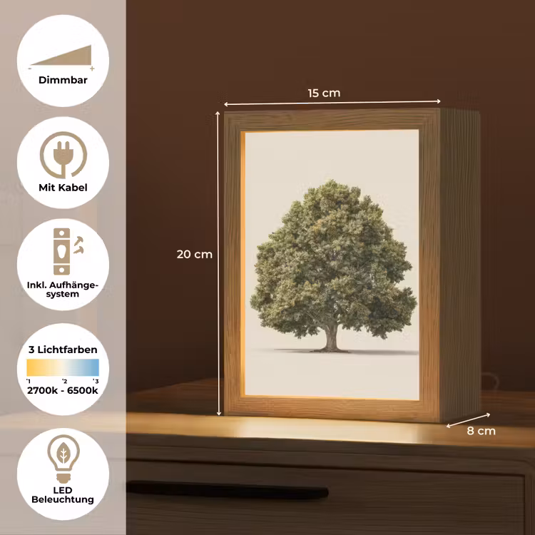 Eikenboom - Groen - Lichte achtergrond Light Box met kabel (Tafellamp) klein -USP_DE