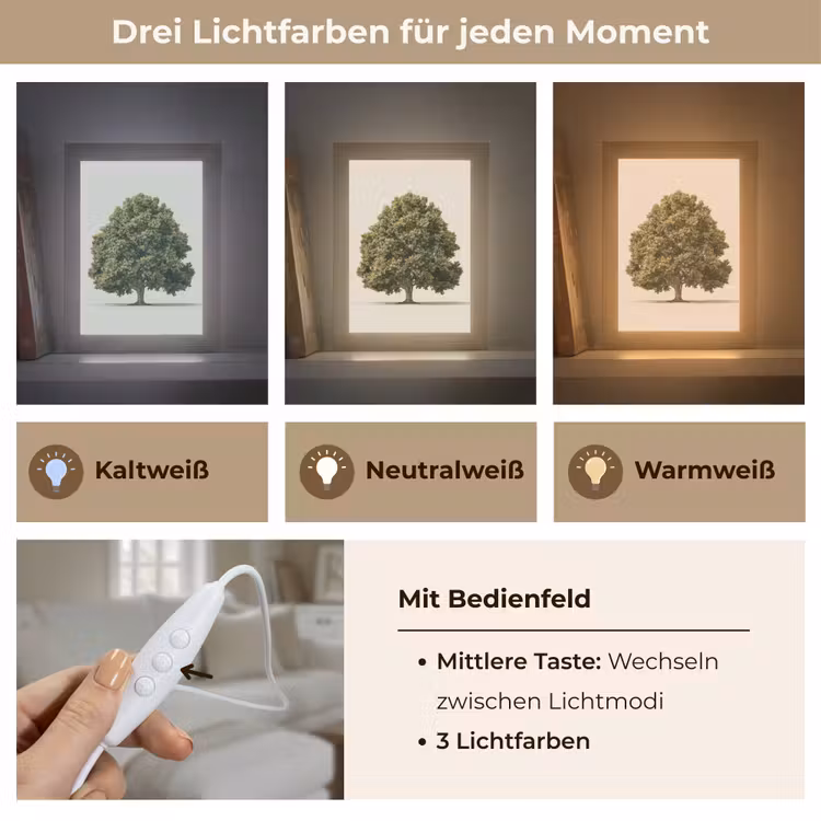 Eikenboom - Groen - Lichte achtergrond Light Box met kabel (Tafellamp) klein -USP_lichtkleurDE