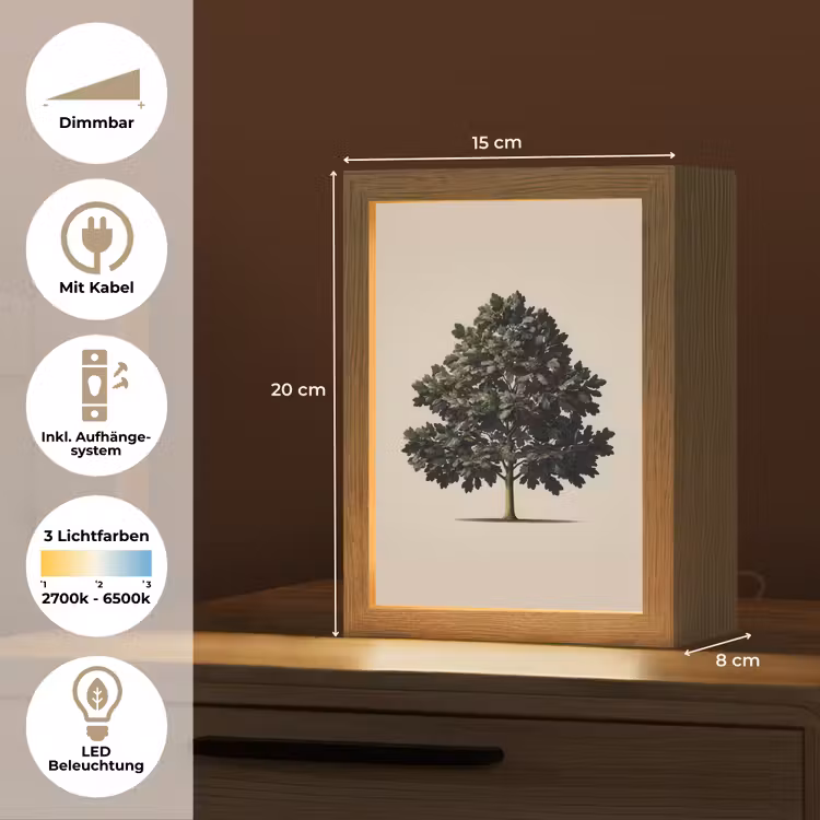 Eikenboom - Schaduw - Egaal Light Box met kabel (Tafellamp) klein -USP_DE