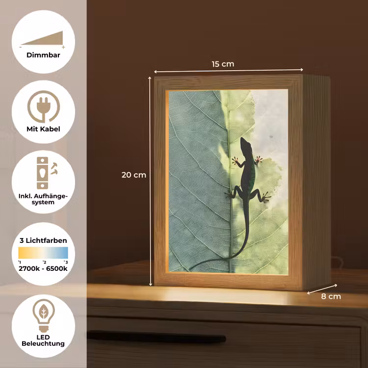 Hagedis - Blad - Nerven - Groen Light Box met kabel (Tafellamp) klein -USP_DE