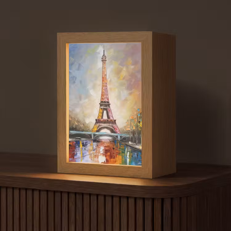 Eiffeltoren - Schilderij - Olieverf - Parijs Light Box met kabel (Tafellamp) klein -z3d_website