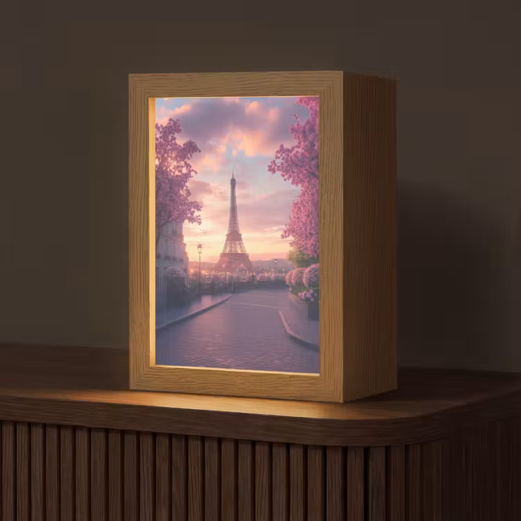 Eiffeltoren - Parijs - Roze Light Box met kabel (Tafellamp) klein -z3d_website