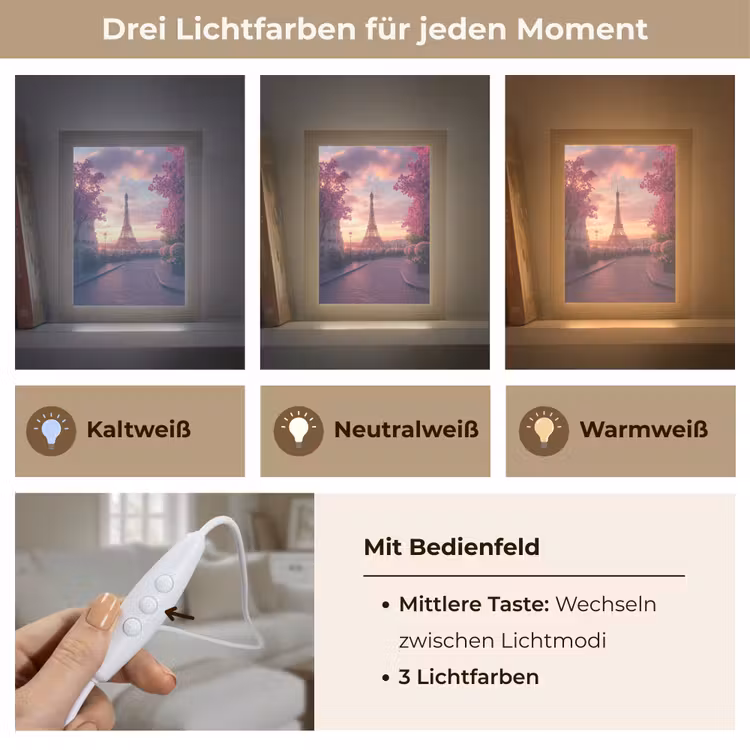 Eiffeltoren - Parijs - Roze Light Box met kabel (Tafellamp) klein -USP_lichtkleurDE