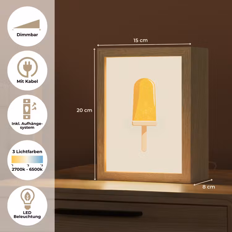 Oranje - Stokje - Waterijsje Light Box met kabel (Tafellamp) klein -USP_DE