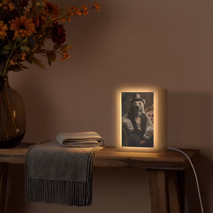 Ijsbeer - Hoed - Bril - Stoel Light Box met kabel (Tafellamp) klein -sfeer4