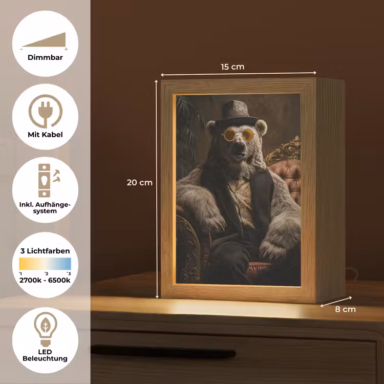 Ijsbeer - Hoed - Bril - Stoel Light Box met kabel (Tafellamp) klein -USP_DE