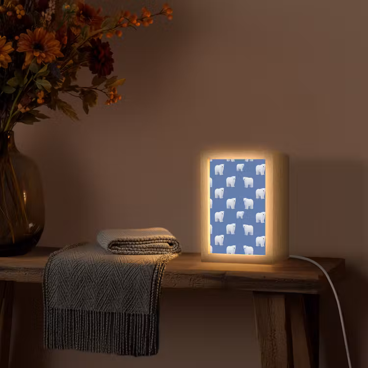 IJsbeer - Patroon - Blauw Light Box met kabel (Tafellamp) klein 925 -sfeer4