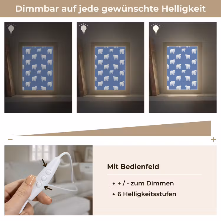 IJsbeer - Patroon - Blauw Light Box met kabel (Tafellamp) klein 925 -USP_dimbaarDE