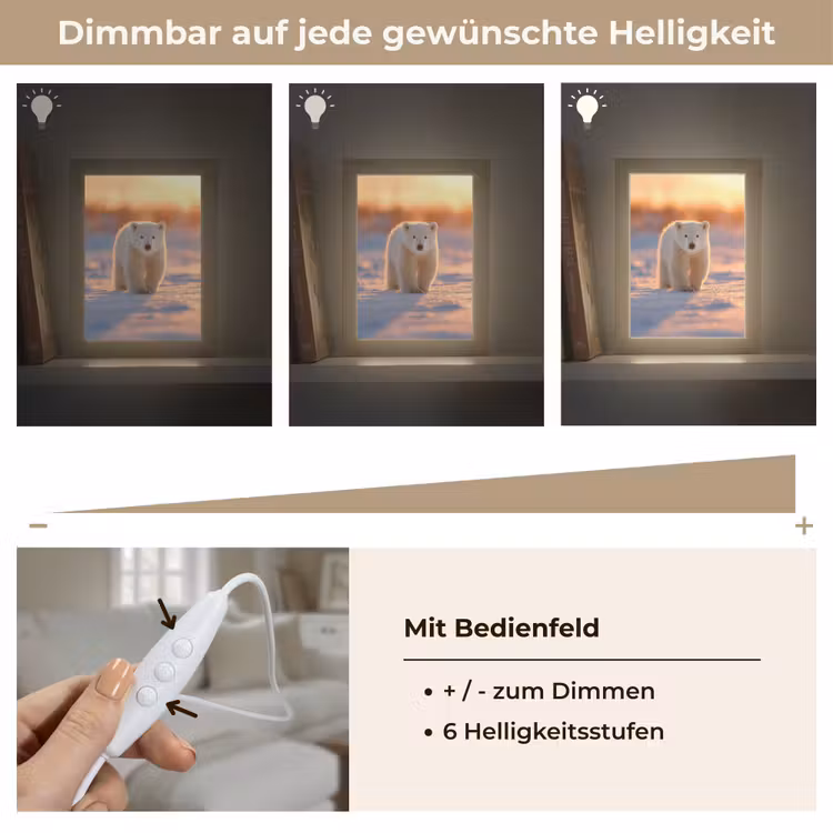 Ijsbeer - Sneeuw - Zonsopgang Light Box met kabel (Tafellamp) klein -USP_dimbaarDE