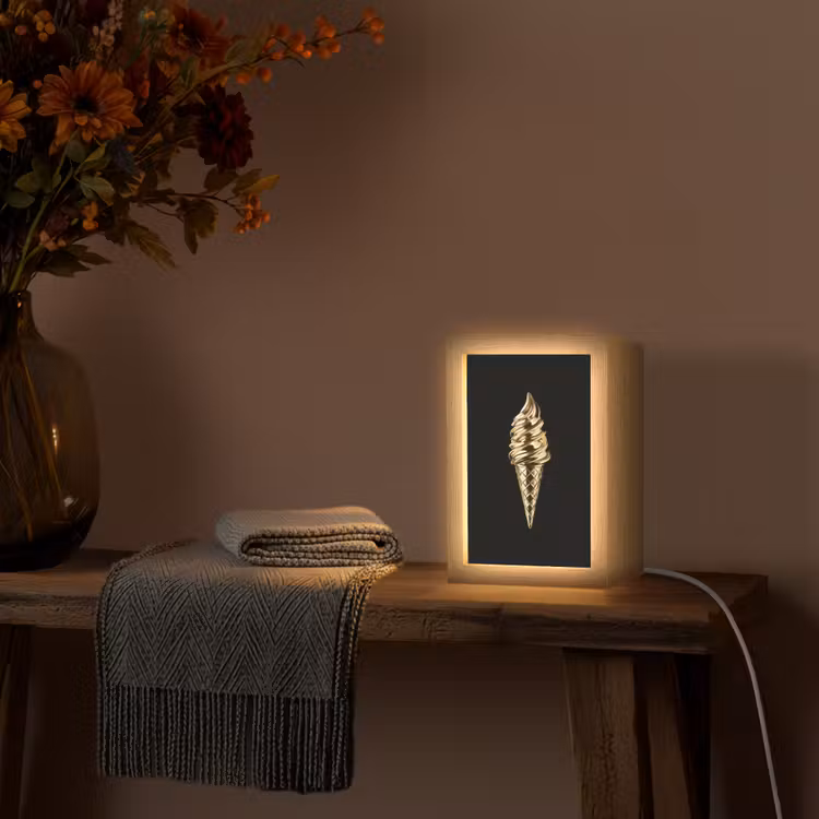 Ijs - Goud - Zwart - Eten Light Box met kabel (Tafellamp) klein -sfeer4