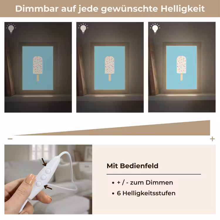Ijsje - Stokje - Sprinkles - Lichtblauw Light Box met kabel (Tafellamp) klein -USP_dimbaarDE