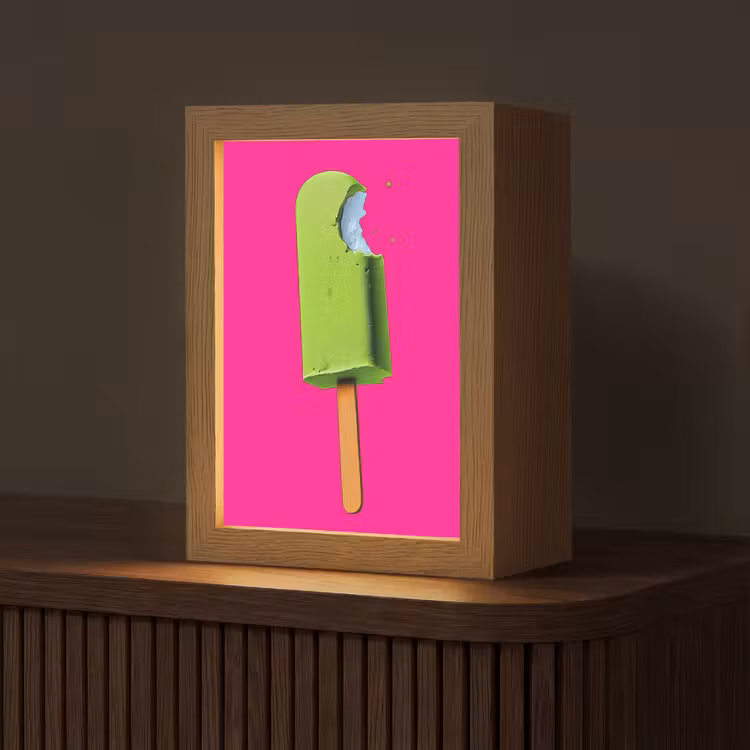 Ijsje - Stokje - Minimalistisch - Groen Light Box met kabel (Tafellamp) klein -z3d_website