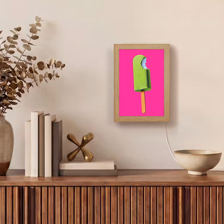 Ijsje - Stokje - Minimalistisch - Groen Light Box met kabel (Tafellamp) klein -sfeer2