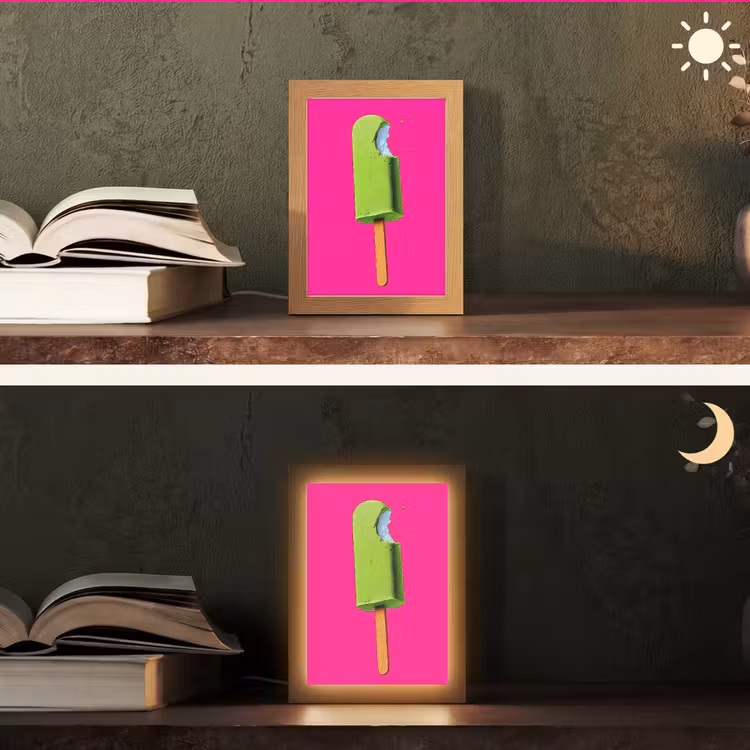 Ijsje - Stokje - Minimalistisch - Groen Light Box met kabel (Tafellamp) klein -sfeer3