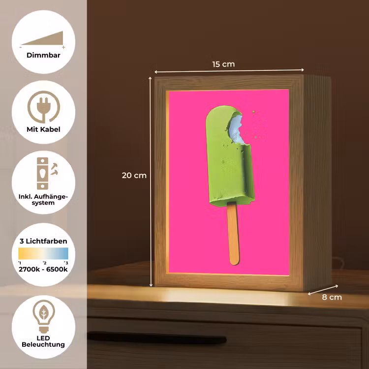 Ijsje - Stokje - Minimalistisch - Groen Light Box met kabel (Tafellamp) klein -USP_DE