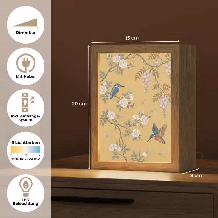IJsvogels - Bloesem - Geel Light Box met kabel (Tafellamp) klein -USP_DE