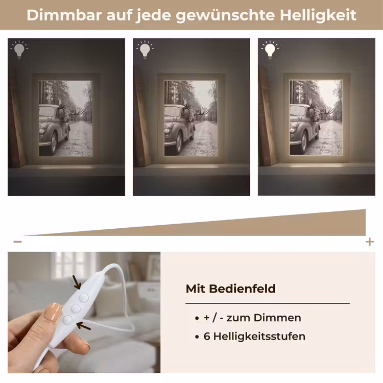 Eland - Auto - Gewei - Zwart - Wit Light Box met kabel (Tafellamp) klein -USP_dimbaarDE