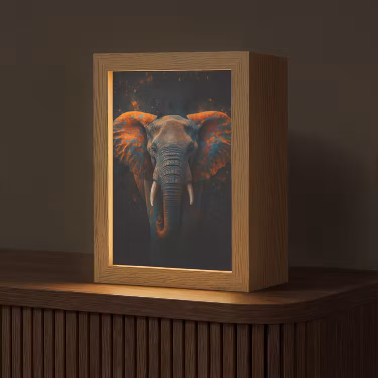 Olifant - Oranje - Oren Light Box met kabel (Tafellamp) klein -z3d_website