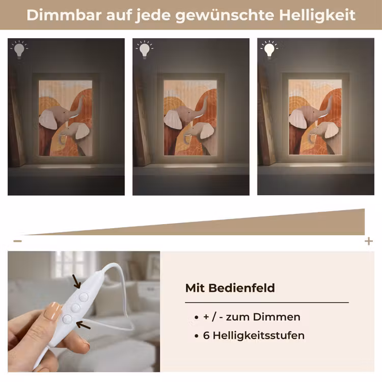 Olifanten - Oranje - Abstract Light Box met kabel (Tafellamp) klein -USP_dimbaarDE