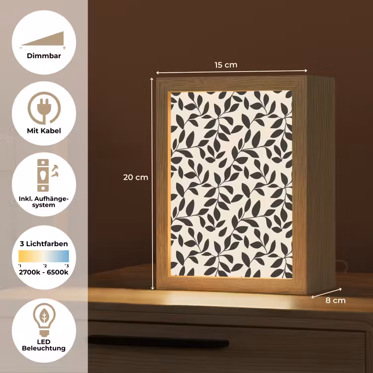 Elegant - Patroon - Zwart - Beige Light Box met kabel (Tafellamp) klein 925 -USP_DE