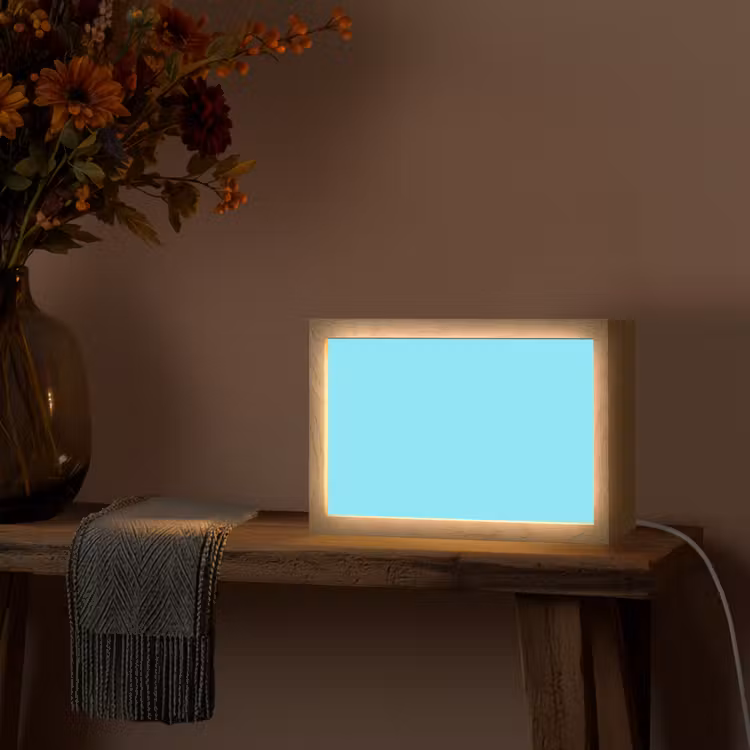 Electric - Cyan - Blauw Light Box met kabel (Tafellamp) klein 924 -sfeer4