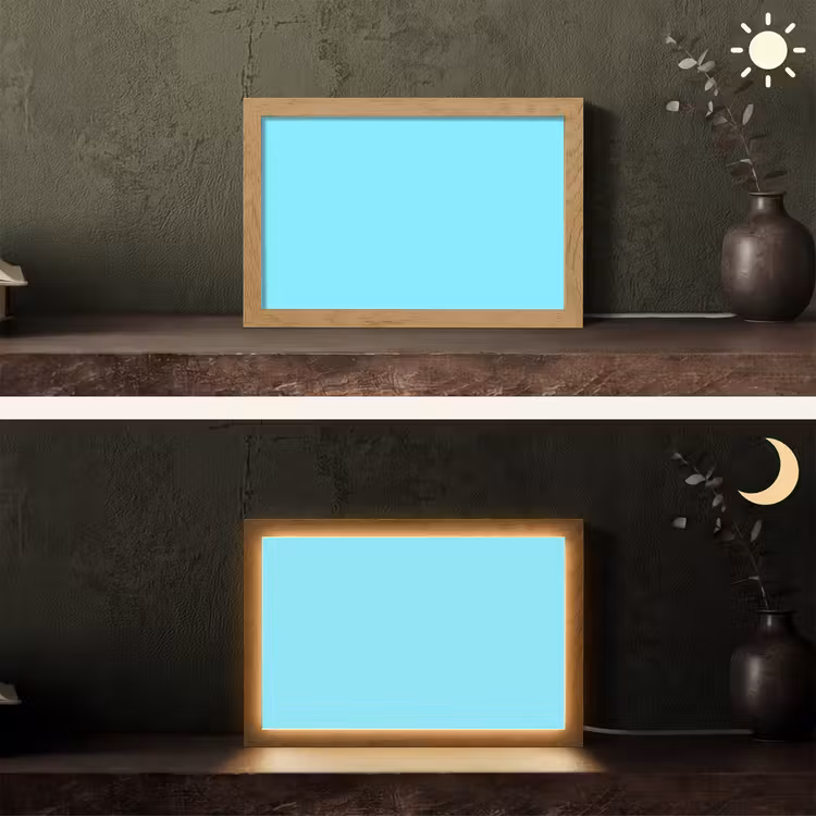 Electric - Cyan - Blauw Light Box met kabel (Tafellamp) klein 924 -sfeer3