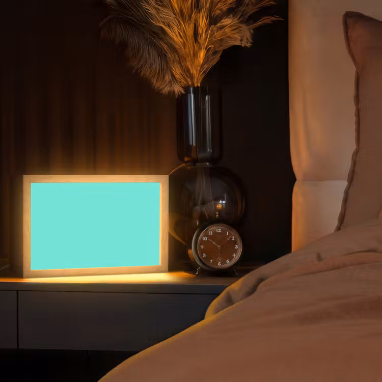 Electric - Cyan - Turkoois Light Box met kabel (Tafellamp) klein 924 -sfeer1