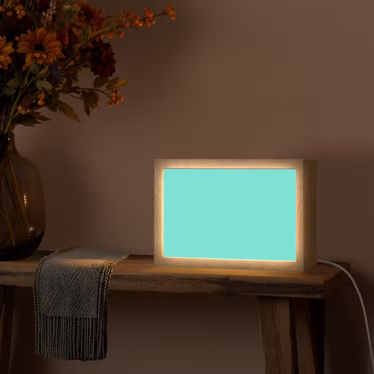 Electric - Cyan - Turkoois Light Box met kabel (Tafellamp) klein 924 -sfeer4