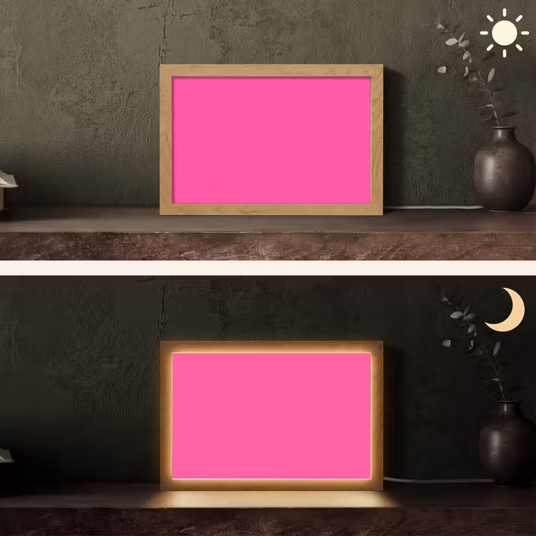 Electric - Magenta - Roze Light Box met kabel (Tafellamp) klein 924 -sfeer3