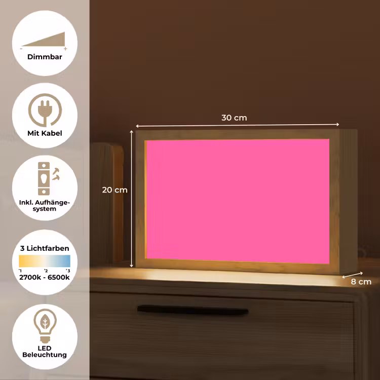 Electric - Magenta - Roze Light Box met kabel (Tafellamp) klein 924 -USP_DE