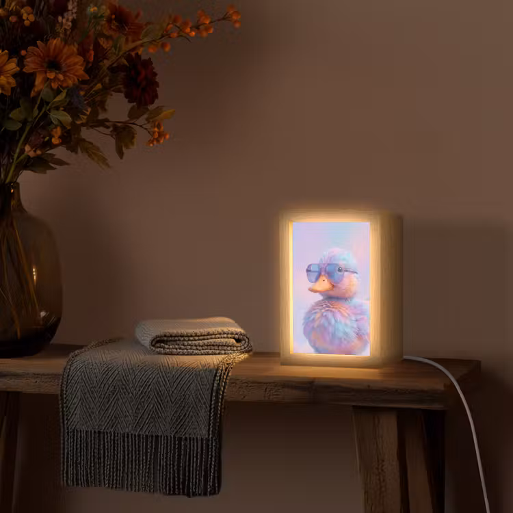 Eend - bril - Pastel Light Box met kabel (Tafellamp) klein -sfeer4