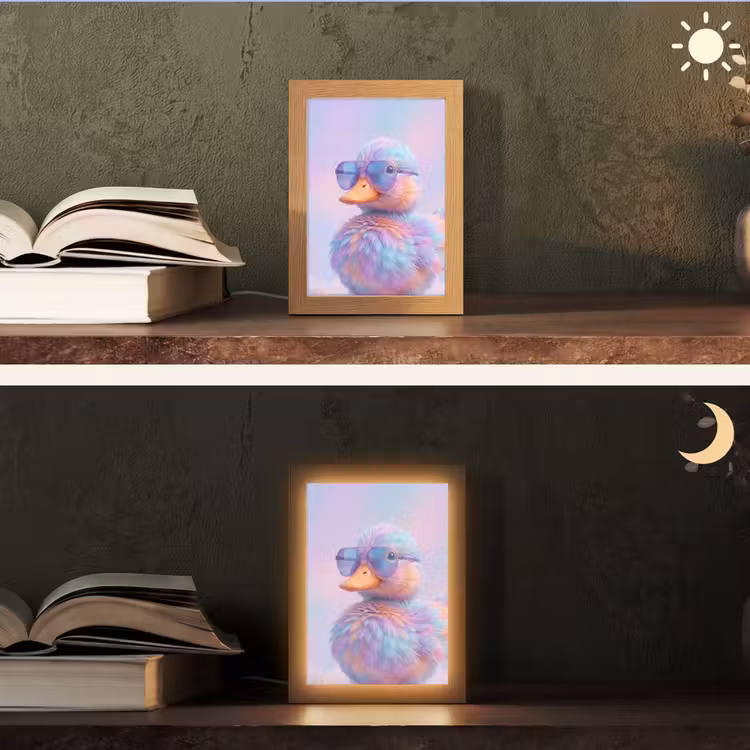 Eend - bril - Pastel Light Box met kabel (Tafellamp) klein -sfeer3