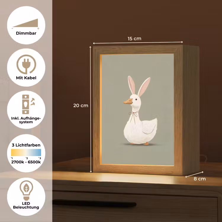 Eend - Konijnoren - Grijs Light Box met kabel (Tafellamp) klein -USP_DE