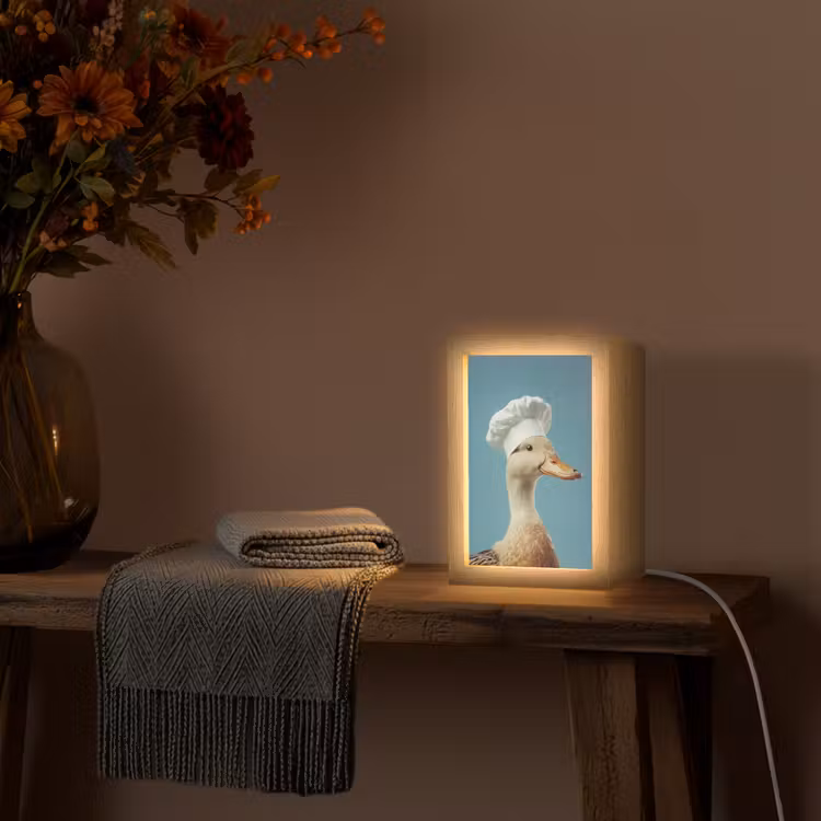 Eend - Koksmuts - Cute - Vogel Light Box met kabel (Tafellamp) klein -sfeer4