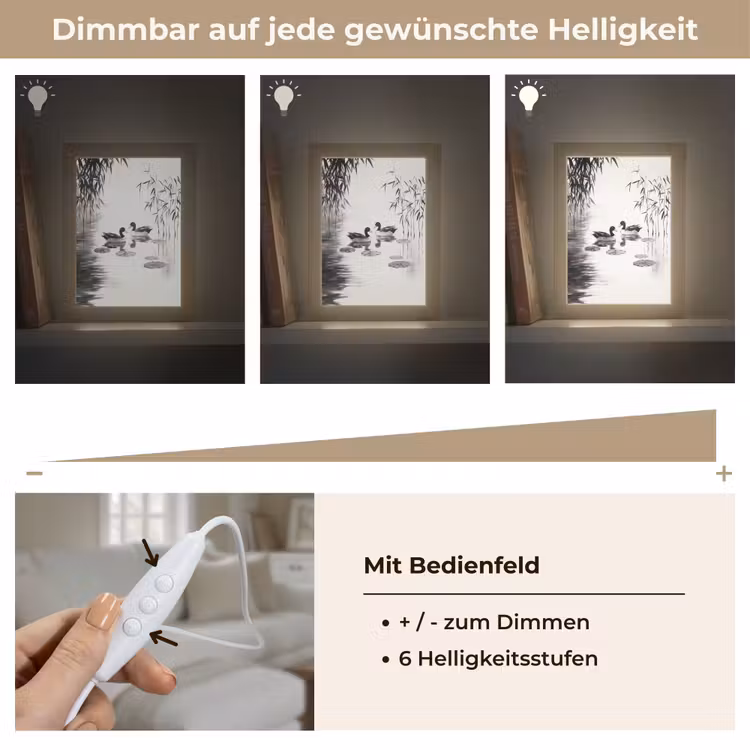 Eenden - Waterlelies - Riet - Zwart Light Box met kabel (Tafellamp) klein -USP_dimbaarDE