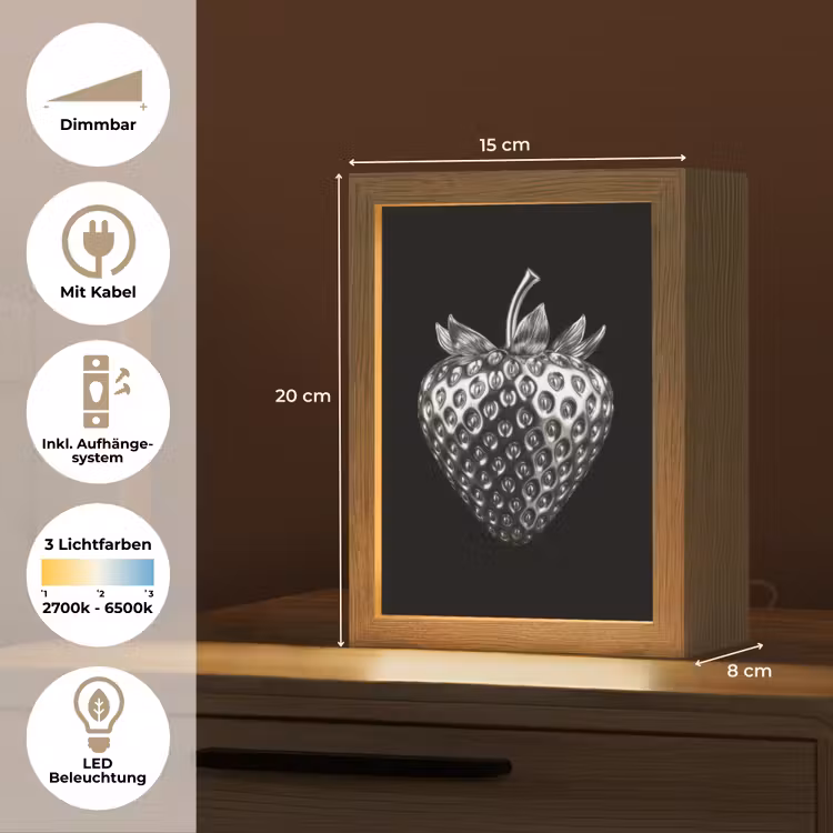Aardbei - Zaadstructuur - Realistisch Light Box met kabel (Tafellamp) klein -USP_DE