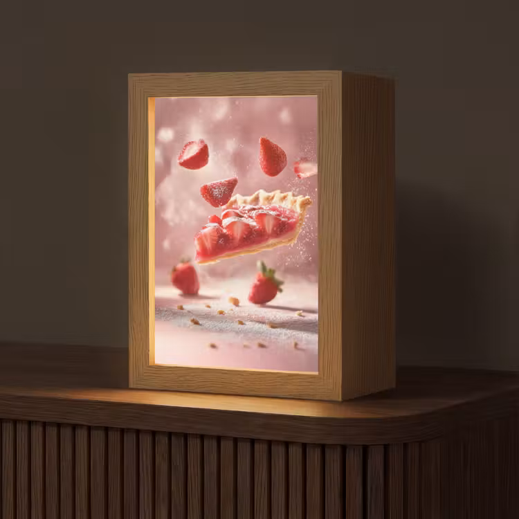 Aardbei - Taart- Eten - Roze Light Box met kabel (Tafellamp) klein -z3d_website