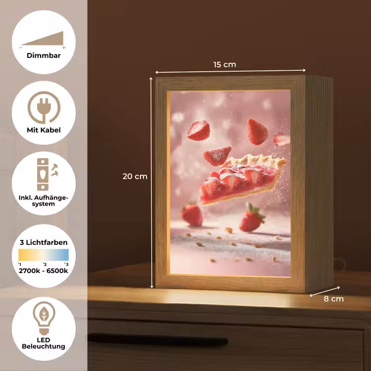 Aardbei - Taart- Eten - Roze Light Box met kabel (Tafellamp) klein -USP_DE