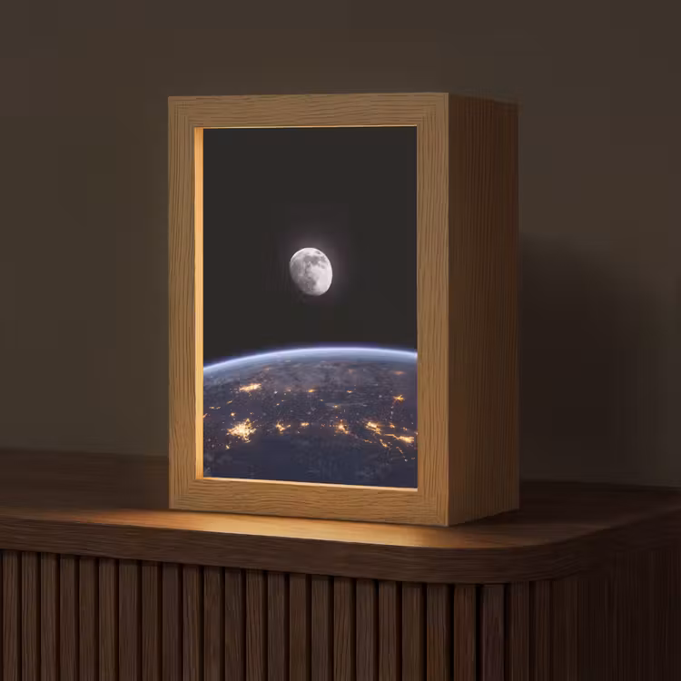 Tischlampe - Erde – Nacht – Weltraum - Aarde - Nacht - Ruimte Light Box met kabel (Tafellamp) klein