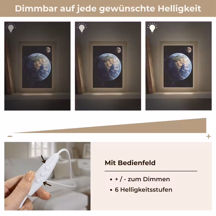 Aarde - Ruimte - Blauw - Groen Light Box met kabel (Tafellamp) klein -USP_dimbaarDE