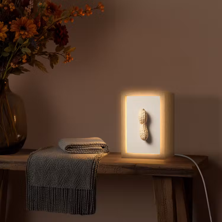 Pinda - Ruw - Beige Light Box met kabel (Tafellamp) klein -sfeer4