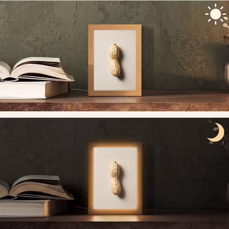 Pinda - Ruw - Beige Light Box met kabel (Tafellamp) klein -sfeer3