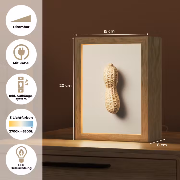 Pinda - Ruw - Beige Light Box met kabel (Tafellamp) klein -USP_DE