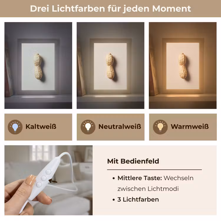 Pinda - Ruw - Beige Light Box met kabel (Tafellamp) klein -USP_lichtkleurDE