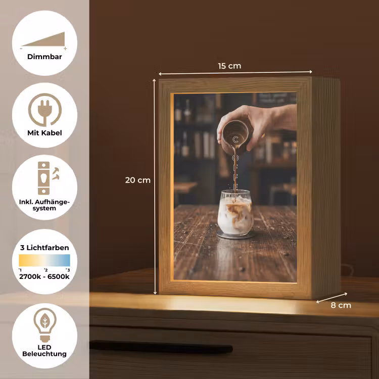 Espresso - Melk - Café Light Box met kabel (Tafellamp) klein -USP_DE